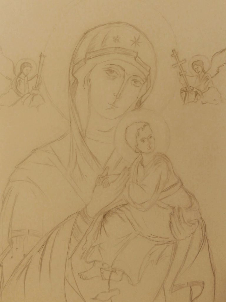 Ikona Matki Boskiej Nieustającej Pomocy proces szkic