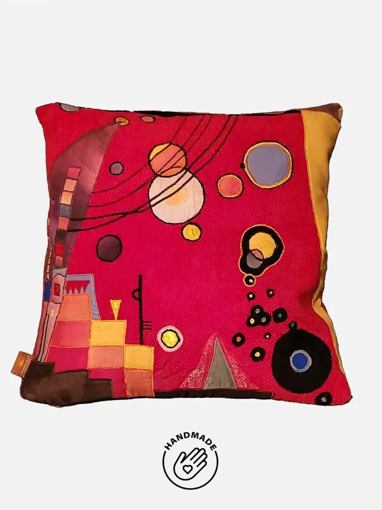 Poduszka Kandinsky Głęboka Czerwień handmade